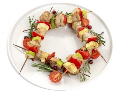 Мини шашлычки из курицы с овощами