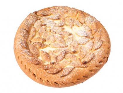 Пирог "Дюшес" с карамелизированной грушей и сырным кремом