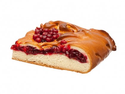 Сдобный пирог с брусникой и яблоком